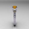 Classic 14K White Gold 1.0 Carat Princess Yellow Citrine Diamond Solitaire Engagement Ring AR125-14WGDCI-3