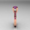 Classic French 10K Pink Gold 1.0 Carat Princess Lilac Amethyst Solitaire Engagement Ring AR125-10PGLAA-3
