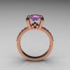 Classic French 10K Pink Gold 1.0 Carat Princess Lilac Amethyst Solitaire Engagement Ring AR125-10PGLAA-2