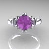 Modern Antique 10K White Gold 1.5 Carat Lilac Amethyst Solitaire Engagement Ring AR127-10WGLAM-5