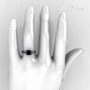 Classic French 14K White Gold 1.0 Carat Princess Black Diamond Engagement Ring AR125-14KWGBDD-5