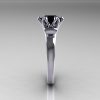 Modern Antique 14K White Gold 1.5 Carat Black Onyx Solitaire Engagement Ring AR127-14WGBO-3