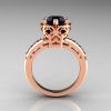 Modern Classic 10K Pink Gold 1.5 Carat Black Diamond Crown Engagement Ring AR128-10PGBDD-2