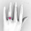 Modern Antique 14K White Gold 1.0 Carat Pink Sapphire Diamond Engagement Ring AR129-14WGDPS-4