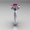 Modern Antique 14K White Gold 1.0 Carat Ruby Diamond Designer Engagement Ring RR131-14KWGDRR-3