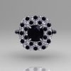 Soleste Style 14K White Gold 1.25 CT Cushion Cut Black and White Diamond Checkerboard Engagement Ring R116-14WGDBLL-2