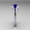 French 10K White Gold 1.5 Carat Blue Sapphire Designer Solitaire Engagement Ring R151-10KWGBS-3