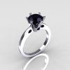 French 950 Platinum 1.5 Carat Black Diamond Designer Solitaire Engagement Ring R151-PLATBD-2
