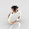 French 10K Rose Gold 1.5 Carat Black Diamond Designer Solitaire Engagement Ring R151-10KRGBD-3