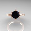 French 10K Rose Gold 1.5 Carat Black Diamond Designer Solitaire Engagement Ring R151-10KRGBD-5