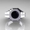Gentlemens Modern Edwardian 10K White Gold 1.5 Carat Black Diamond Engagement Ring MR155-10KWGDBD-4