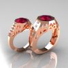 Gentlemens Modern Edwardian 14K Rose Gold 1.5 Carat Garnet Diamond Engagement Ring MR155-14KRGDG-5