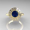 Classic 18K Yellow Gold 1.0 Carat London Blue Sapphire Diamond Bridal Engagement Ring R400-18KYGDLBS-4