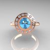 Classic 14K Rose Gold 1.0 Carat Aquamarine Diamond Bridal Engagement Ring R400-14KRGDAQ-4