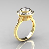 Classic 10K Yellow Gold 1.0 Carat CZ Diamond Bridal Engagement Ring R400-10KYGDCZ-1