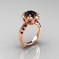 Classic 14K Rose Gold 3.0 Carat Black Diamond Greek Galatea Bridal Wedding Ring AR114-14KRGBDD-1