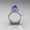 Classic 14K White Gold 3.0 Carat Blue Diamond Greek Galatea Bridal Wedding Ring AR114-14KWGDBLD-2