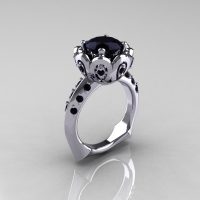 Classic 950 Platinum 3.0 Carat Black Diamond Greek Galatea Bridal Wedding Ring AR114-PLATBDD-1