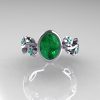 Classic 950 Platinum 1.0 Carat Oval Emerald Flower Leaf Engagement Ring R159O-PLATEM-4