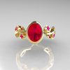 Classic 10K Yellow Gold 1.0 Carat Oval Ruby Flower Leaf Engagement Ring R159O-10KYGRR-4