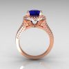 French Bridal 18K Rose Gold 2.5 Carat Oval Blue Sapphire Diamond Cluster Engagement Ring R164-18KRGDBS-2