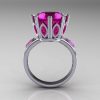 Classic 10K White Gold Marquise and 5.0 CT Round Pink Sapphire Solitaire Ring R160-10KWGPSS-2