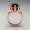 Classic 18K Pink Gold Marquise and 5.0 CT Round  Black Diamond Solitaire Ring R160-18KPGBDD-2