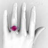 Classic 10K White Gold Marquise and 5.0 CT Round Pink Sapphire Solitaire Ring R160-10KWGPSS-5