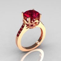 Classic 14K Rose Gold 3.0 Carat Burgundy Garnet Solitaire Wedding Ring R301-14KRGBG-1
