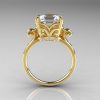 Modern Antique 18K Yellow Gold 2.6 Carat Emerald Cut Zirconia Diamond Solitaire Ring R166-18YGDCZ-2