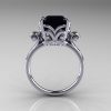 Modern Antique 10K White Gold 2.6 Carat Emerald Cut Black Diamond Solitaire Ring R166-10WGDBD-2