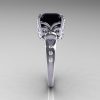 Modern Antique 10K White Gold 2.6 Carat Emerald Cut Black Diamond Solitaire Ring R166-10WGDBD-4