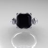Modern Antique 10K White Gold 2.6 Carat Emerald Cut Black Diamond Solitaire Ring R166-10WGDBD-3