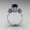 Modern Vintage 14K White Gold 2.5 Ct Black and White Diamond Wedding Engagement Ring R167-14KWGDBD-2