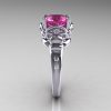Modern Vintage 14K White Gold 2.5 Carat Pink Sapphire Diamond Wedding Engagement Ring R167-14KWGDPS-4