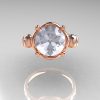 Modern Vintage 14K Rose Gold 2.5 Carat White Sapphire Diamond Wedding Engagement Ring R167-14KRGDWS-3