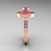 Classic 14K Rose Gold 1.5 Carat Light Pink Sapphire Diamond Solitaire Wedding Ring R115-14KRGDLPS-3