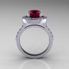 Classic 14K White Gold 1.5 Carat Burgundy Garnet Diamond Solitaire Wedding Ring R115-14KWGDBG-2
