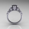 Classic 14K White Gold 1.25 CT Princess Black Diamond Three Stone Engagement Ring R171-14KWGDBD-2