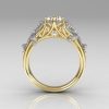 Classic Vintage 14K Two Tone Gold 1.0 CT Round White Sapphire Diamond Sea Star Engagement Ring R173-14KTTYGDWS-2