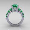 Modern Vintage 14K White Gold 2.0 Carat Emerald Designer Wedding Ring R142-14KWGEMM-2