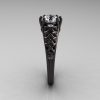 Designer Exclusive Classic 14K Black Gold 1.0 Carat White Sapphire Diamond Lace Ring R175-14KBGDWS-3
