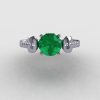 14K White Gold Emerald Diamond Wedding Ring Engagement Ring NN101-14KWGDEM-4