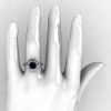 14K White Gold Black Diamond Wedding Ring Engagement Ring NN102-14KWGBD-5