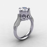 Natures Nouveau 14K White Gold CZ Wedding Ring Engagement Ring NN105-14KWGCZ-1