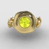 14K Yellow Gold Yellow Sapphire Diamond Leaf and Mushroom Wedding Ring Engagement Ring NN103A-14KYGDYS-4