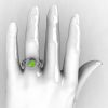 14K White Gold Peridot Leaf and Mushroom Wedding Ring Engagement Ring NN103A-14KWGP-5