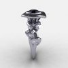 14K White Gold Black Diamond Leaf and Mushroom Wedding Ring Engagement Ring NN103A-14KWGDBD-3