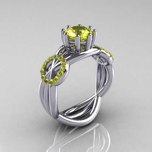 Modern Bridal 14K White Gold 1.0 CT Yellow Topaz Ring R181-14KWGYT-1