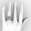 14K White Gold White Sapphire Diamond Flower Wedding Ring Engagement Ring NN107-14KWGDWS-5